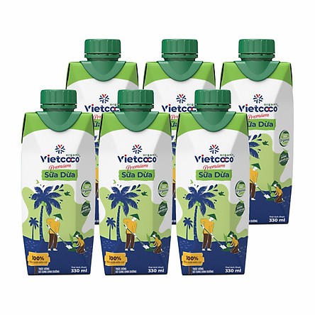 (1 THÙNG 12 HỘP) SỮA DỪA ĐÓNG HỘP VIETCOCO ORGANIC - 330ML