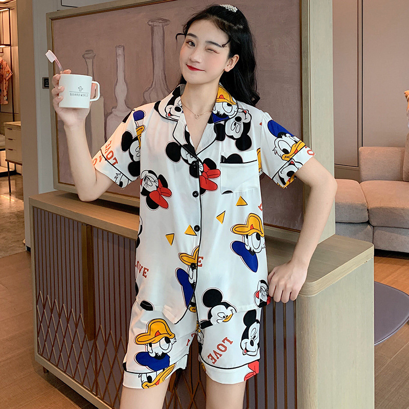 Bộ lụa mặc nhà nữ tay ngắn quần sooc đùi chất lụa mềm mịn mát