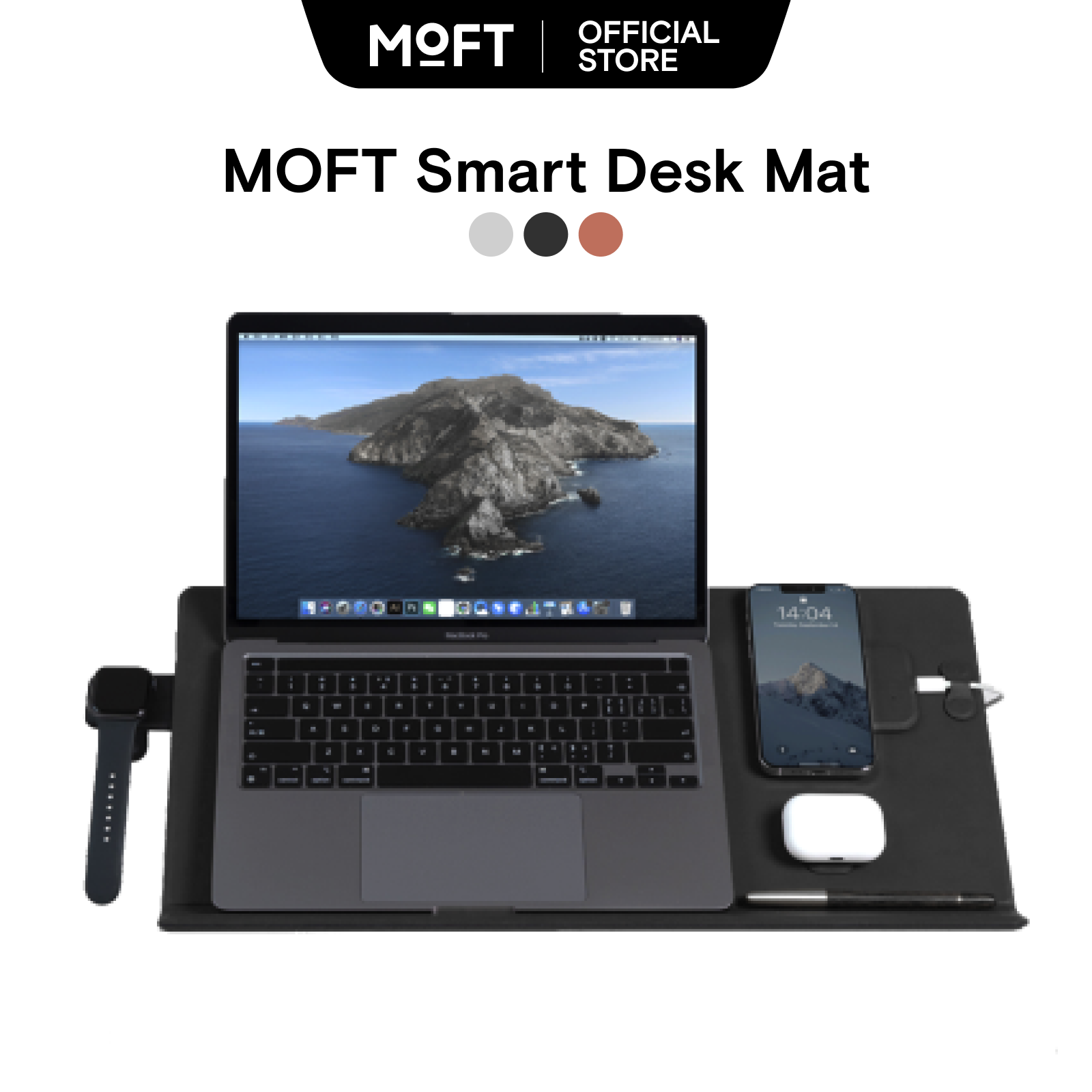 MOFT Multifunctional Desk Mat Water-resistant PU Leather, Multi-angle Laptop Tablet Stand Desktop Organizer Adjustable Display Board