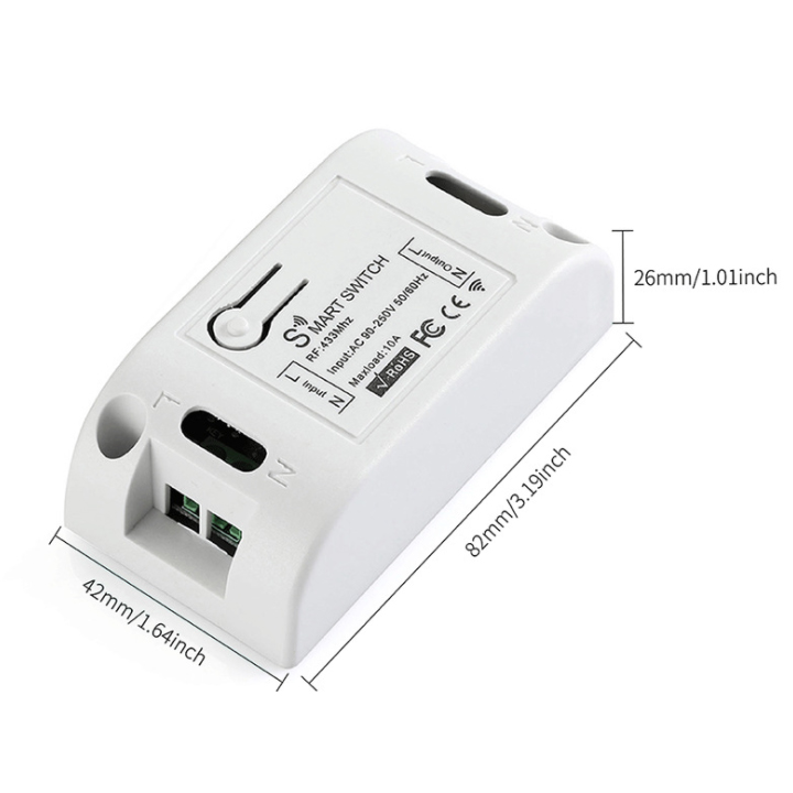 Công tắc điều khiển từ xa dán tường không dây rf 433mhz khay pin rút, bộ điều khiển không dây rf 10a 220v
