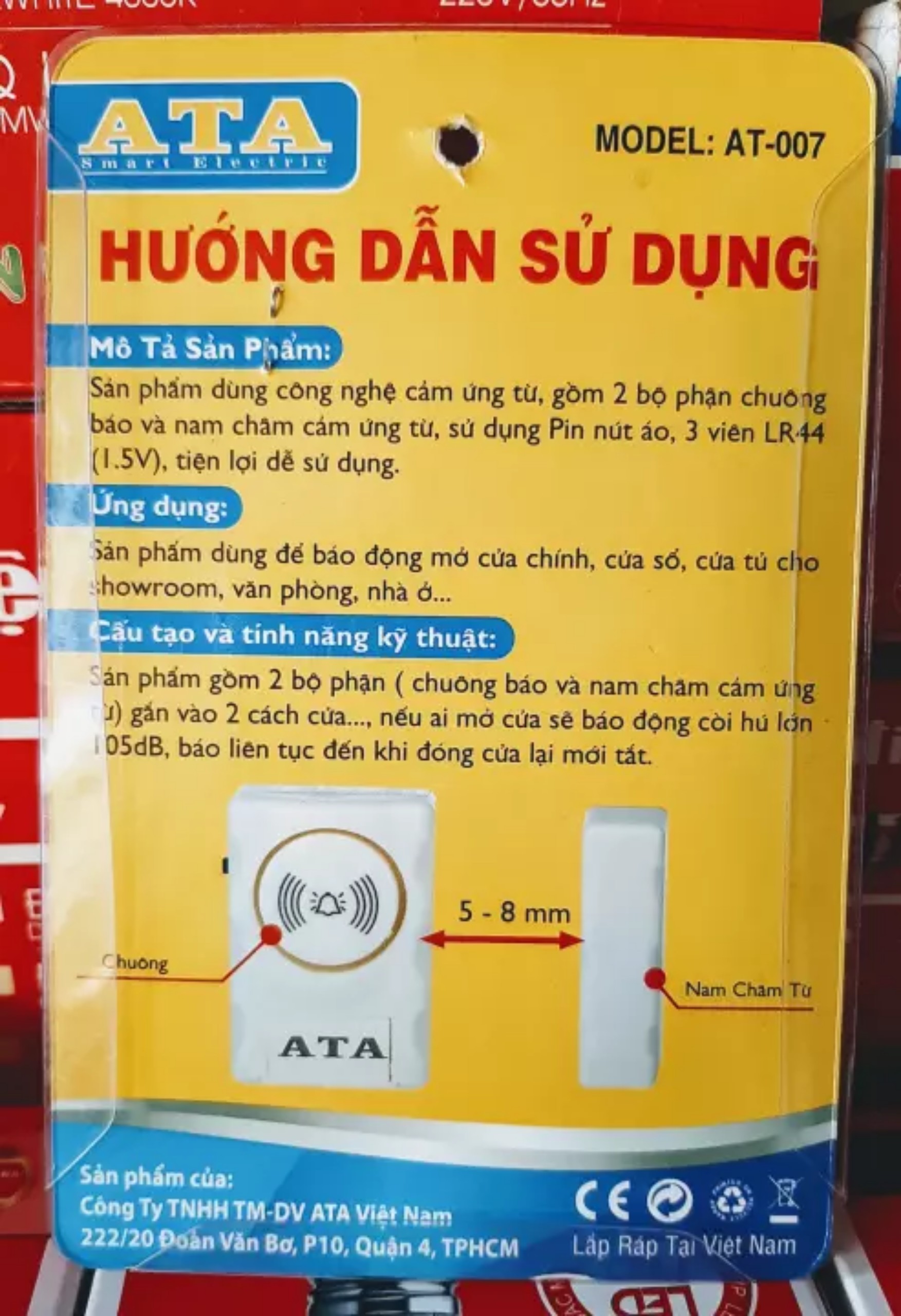 CHUÔNG CỬA TỪ BÁO ĐỘNG CAO CẤP ATA AT-007 CHÍNH HÃNG