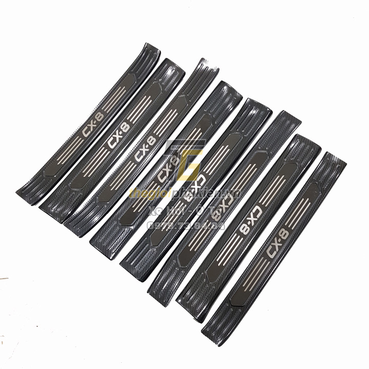 Bộ ốp bậc cửa, nẹp bước chân mazda cx8, cx-8 vân carbon