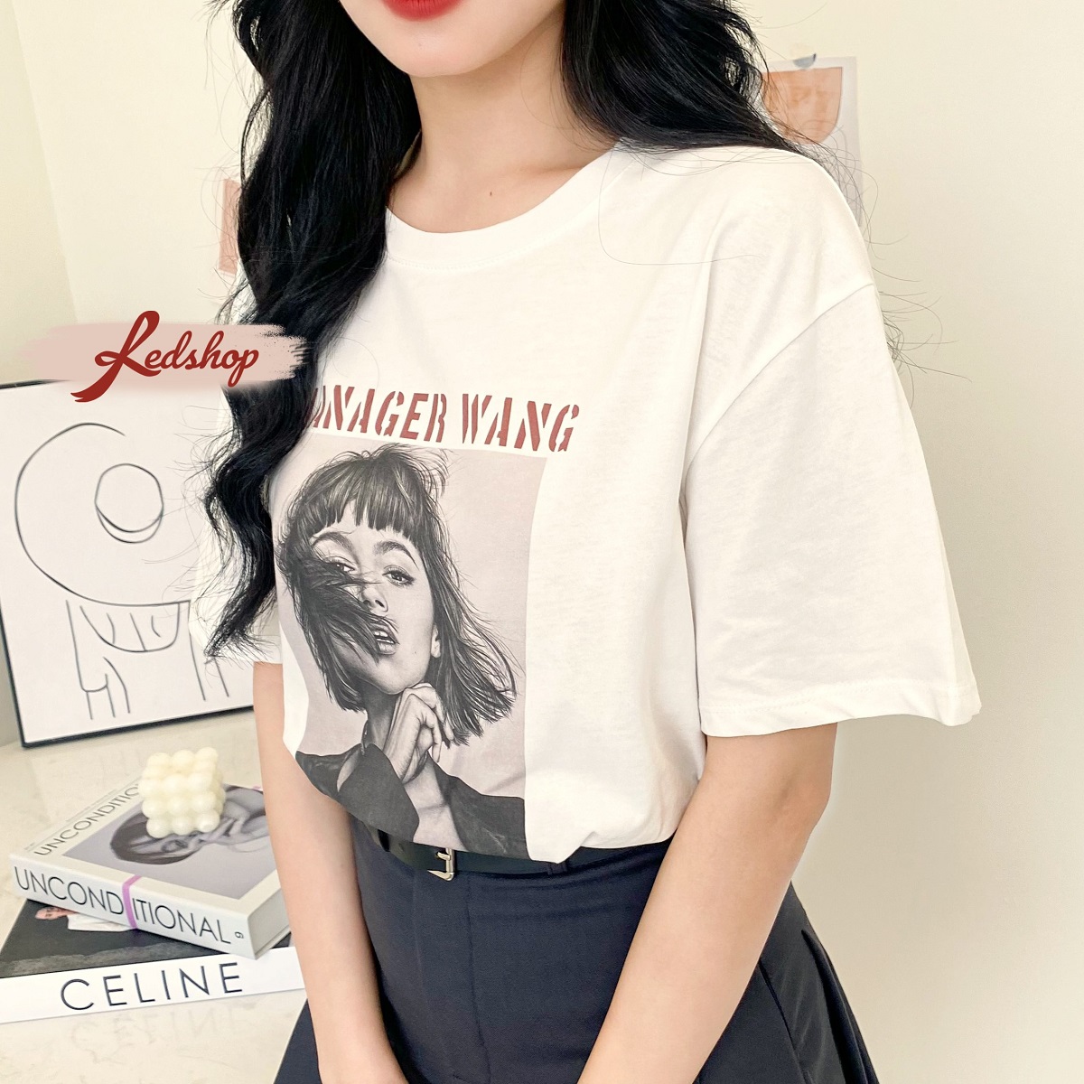 Áo phông in hình basic phong cách Hàn Quốc Red Shop 30056