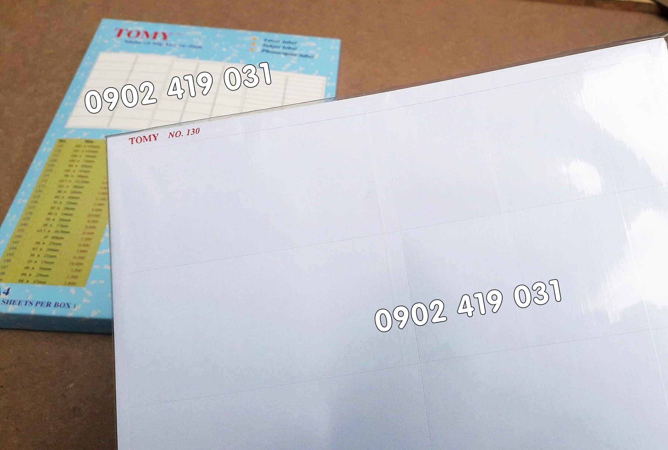 Giấy Decal A4 Tomy 130 [ 100 Tờ - 1200 Nhãn 101x47mm ]
