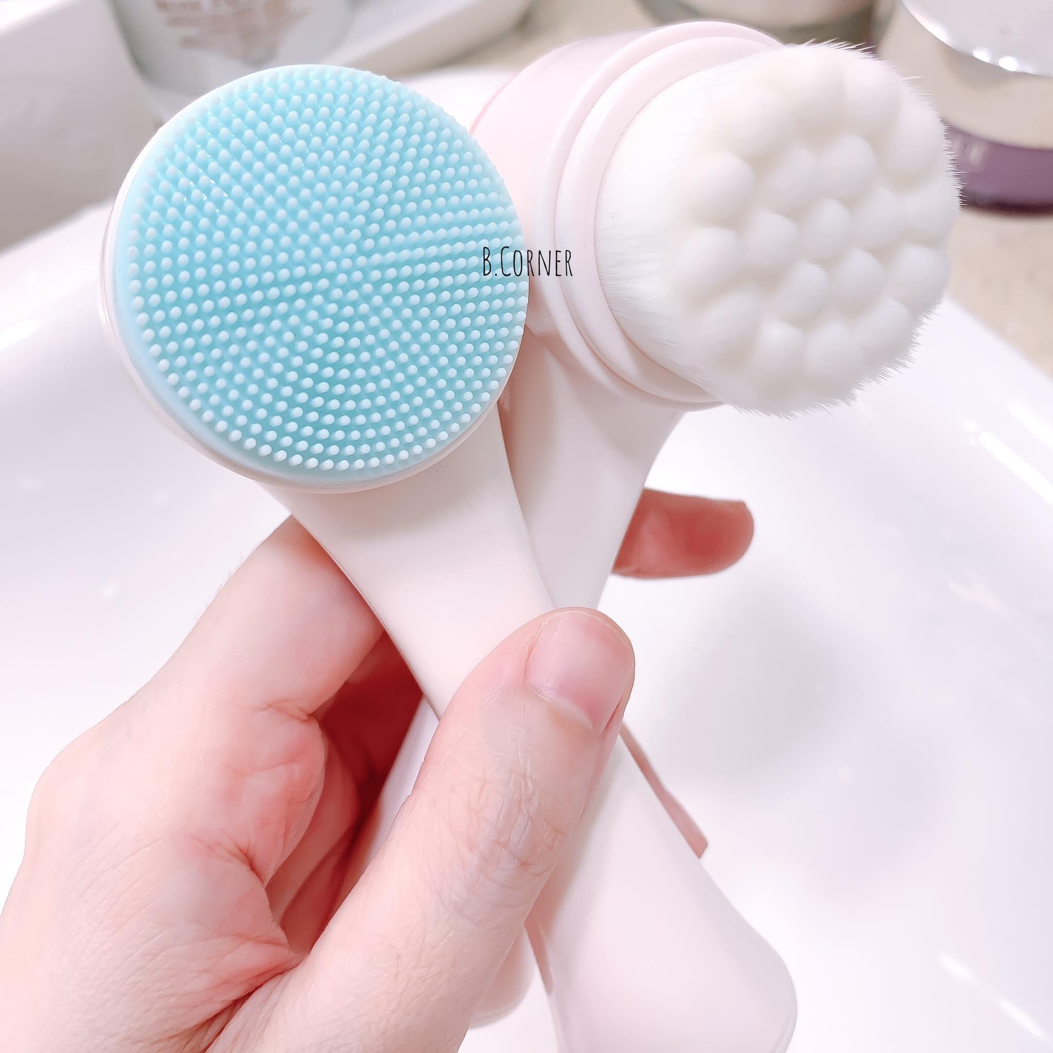 Dụng cụ cọ rửa mặt massage 3D, 2 đầu cầm tay