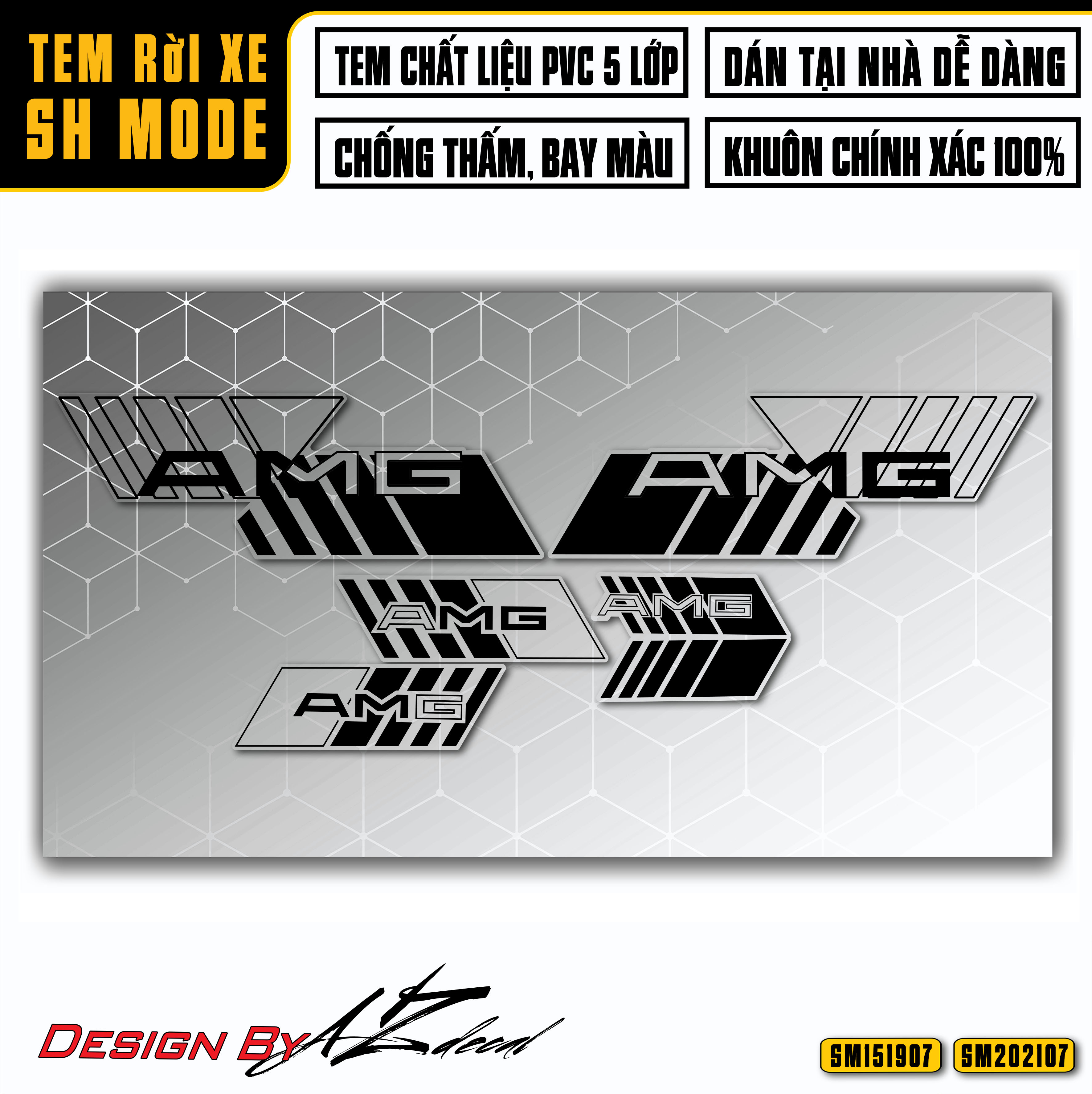 Tem chế xe sh mode mẫu amg | sm07 | decal rời dán sh mode đẹp áp dụng xe 2015 - 2019 và 2020 - 2021 - azdecal