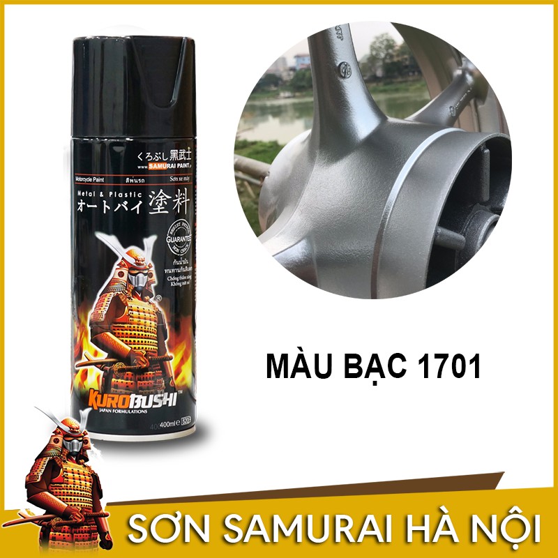 Sơn samurai - Chai sơn màu bạc ánh kim 1701 sơn xịt samurai