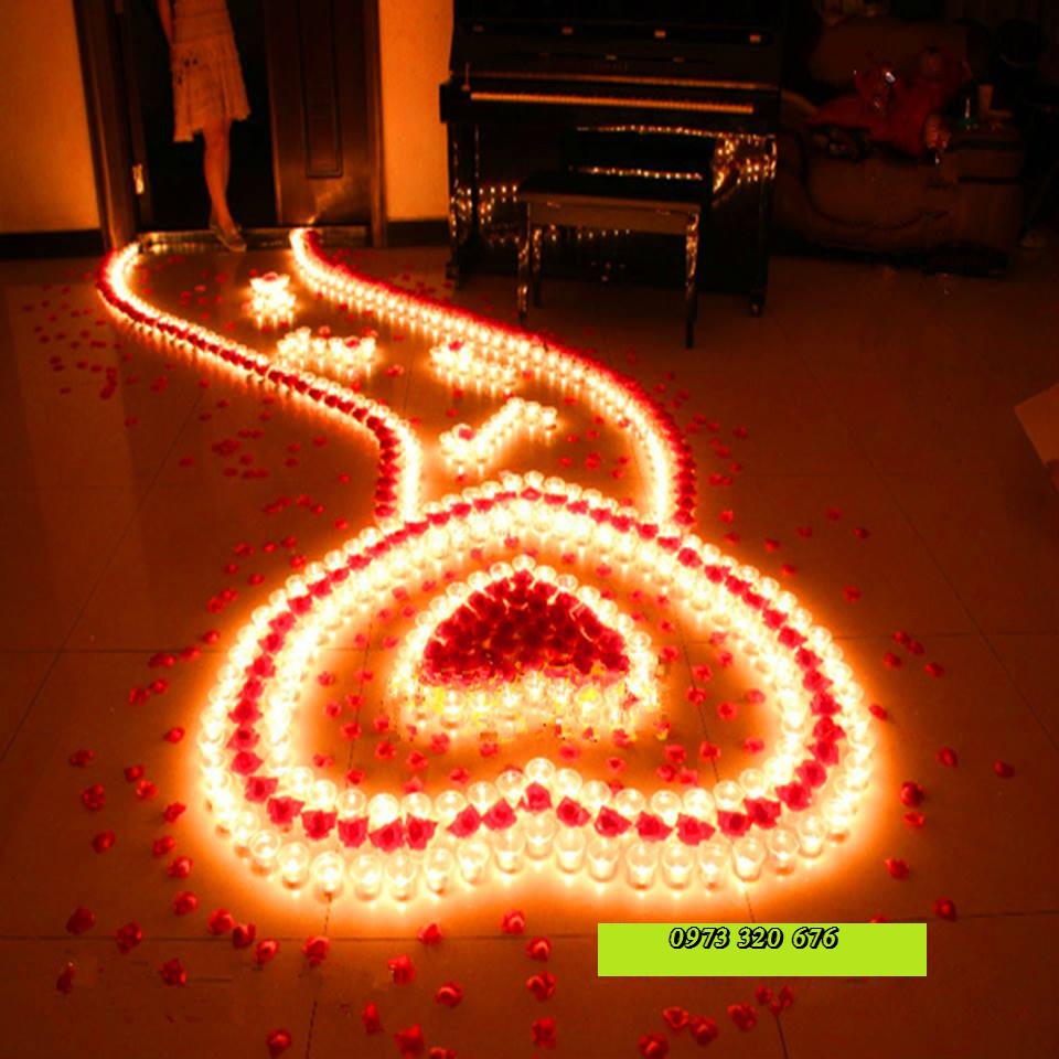 Set Nến Tealight Trang Trí Sinh Nhật, Tỏ Tình ( 200 Nến Tealight+ 200 Cánh Hoa Hồng)