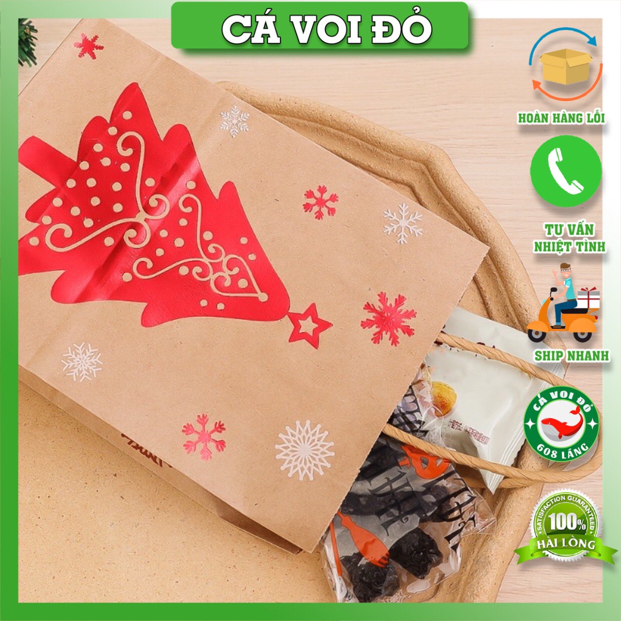 Túi Giấy kraft Đựng Quà Giáng Sinh Noel Dễ Thương