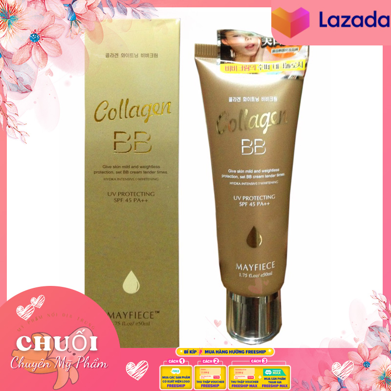 Kem Nền BB Cream Collagen Mayfiece 50ml | em nền che khuyết điểm bb collagen - kem nền che khuyết điểm, chống nắng mayfiece bb cream - kem trang điểm bb dưỡng ẩm làm sáng nền tảng - kem che khuyết điểm - kem bb - kem trang điểm bb