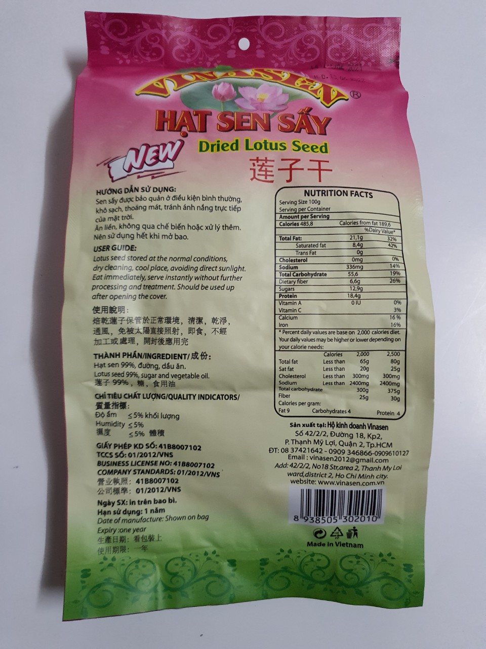 Hạt Sen Sấy Giòn Vinasen 500G