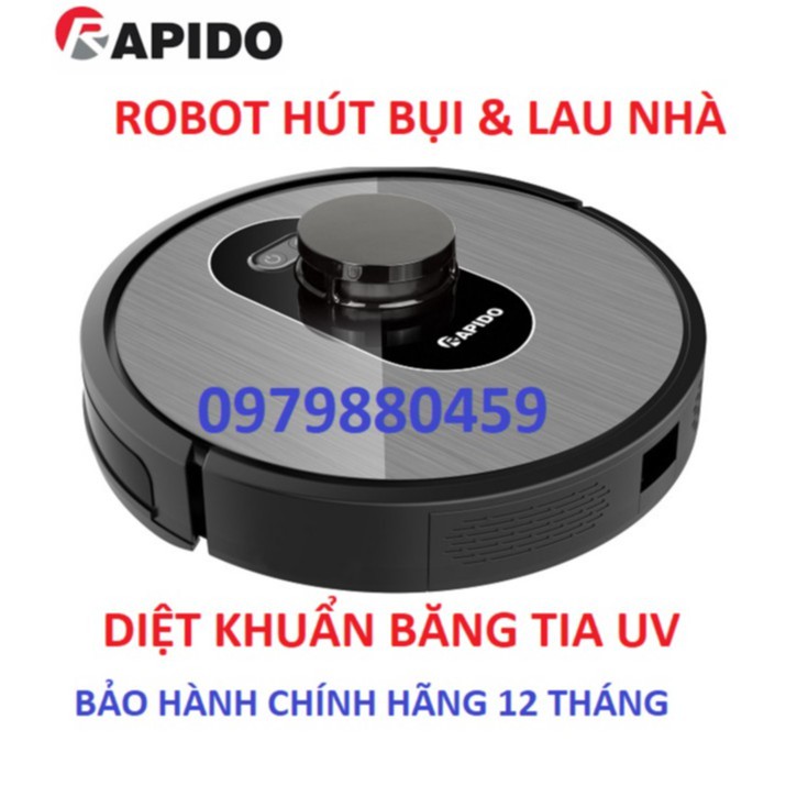 Robot hút bụi và lau nhà Rapido R8S Tự động sạc khi pin yếu và quay trở lại công việc đang dang dở trang bị đèn UV diệt khuẩn