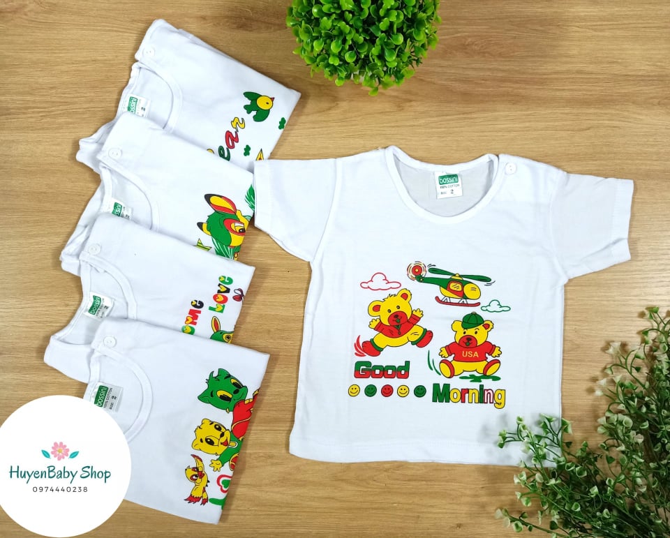 Áo cài vai ngắn tay cotton Bosini cho bé từ 5-17 kg