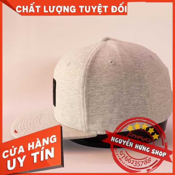 Nón snapback - nón hiphop trơn xám bạc logo NIXON vuông