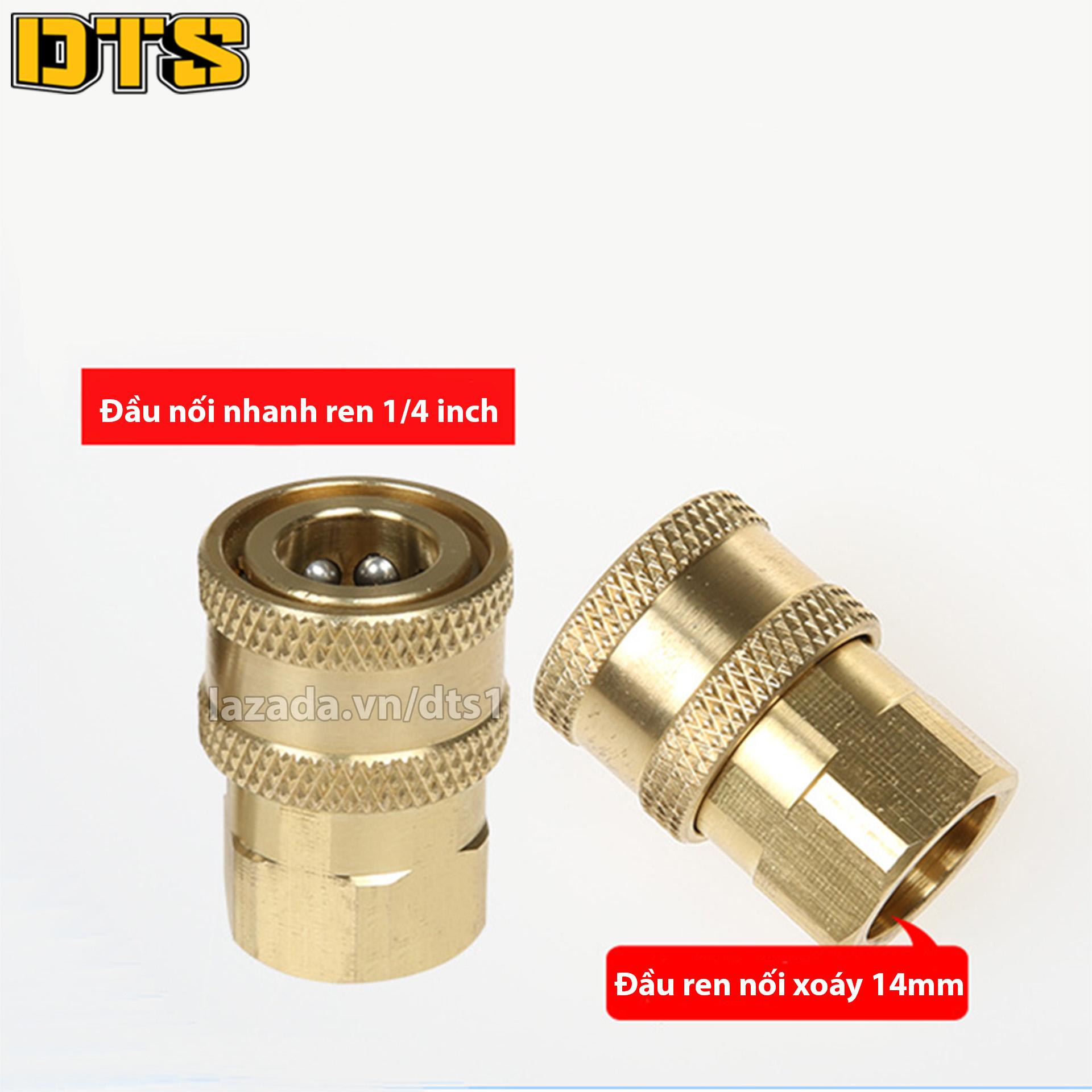 Đầu nối nhanh - Khớp nối nhanh béc súng xịt của máy rửa xe - Đầu cái nối nhanh 1/4 - Ren nối súng 14mm