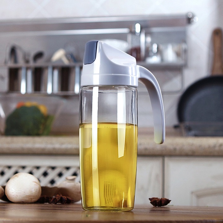Bình đựng rót dầu thủy tinh nắp mở tự động 600ml