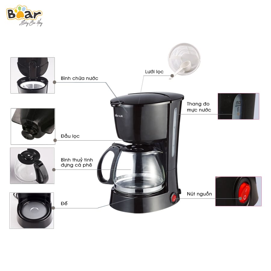 Máy Pha Cà Phê Espresso Tự Động Bear Bear KFJ-403 - BH 1 năm
