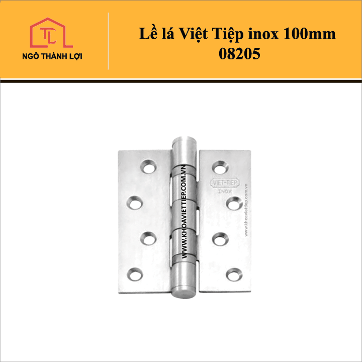 Bản lề lá Việt Tiệp inox trắng 08275 (75mm), 08205 (100mm), 08225 (125mm)