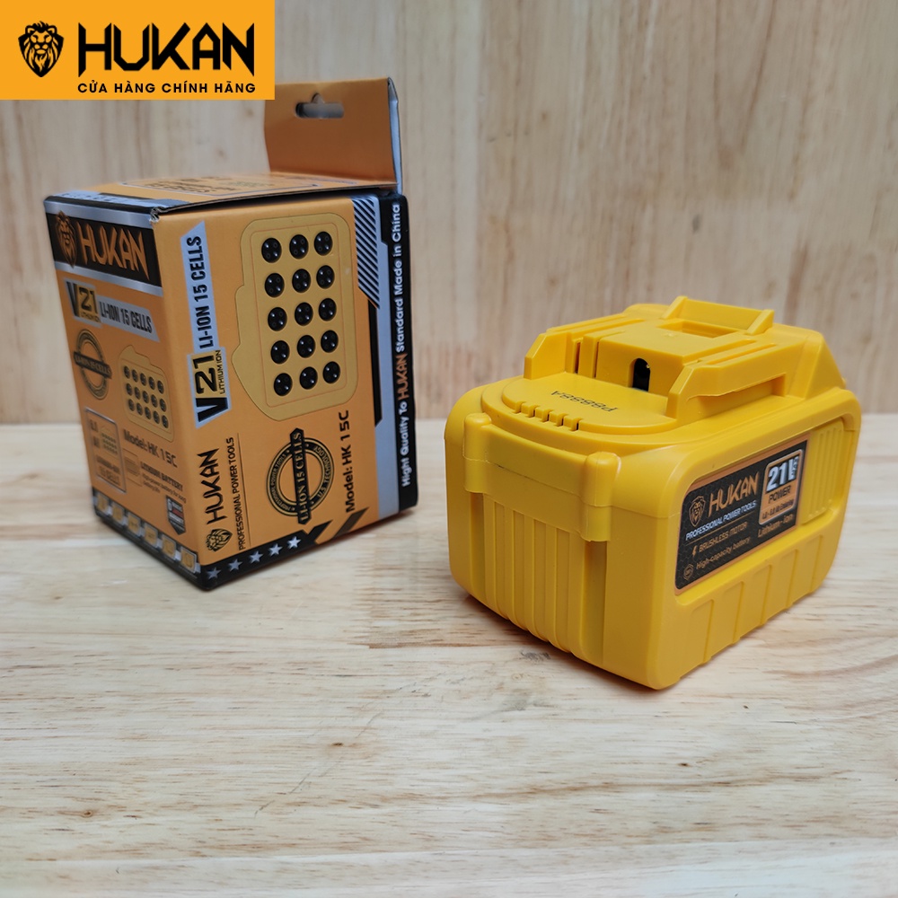 Pin máy khoan, máy siết bulong HUKAN 15cell 21V Li-ion chân pin phổ thông cho dòng máy khoan, siết, mài, cưa pin
