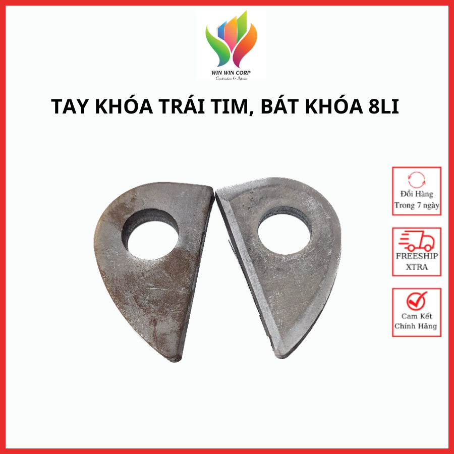 2 Bát khóa cửa sắt, bát khóa trái tim 8li