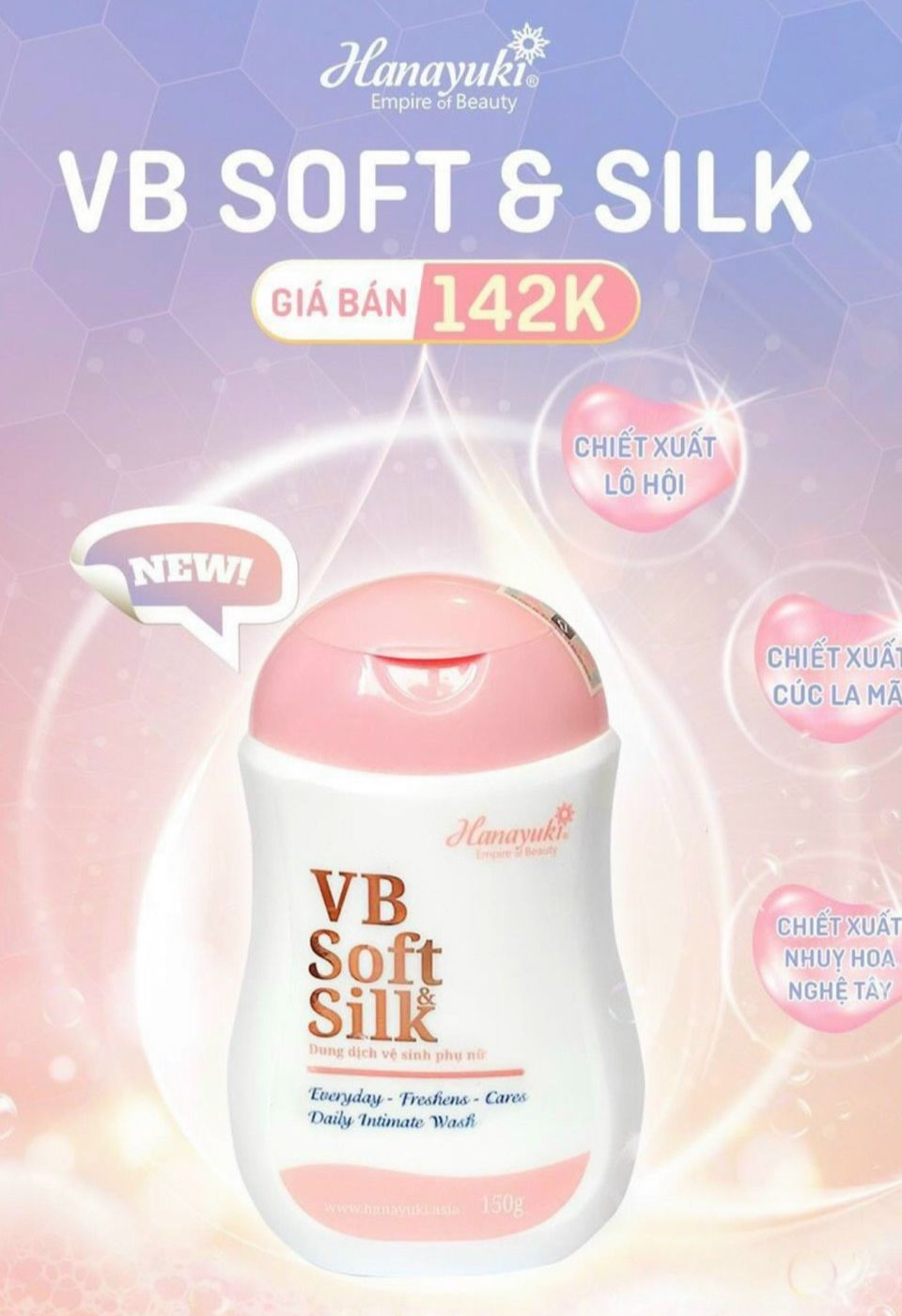 [Chính hãng] dung dịch vệ sinh vb hanayuki vb soft silk màu hồng