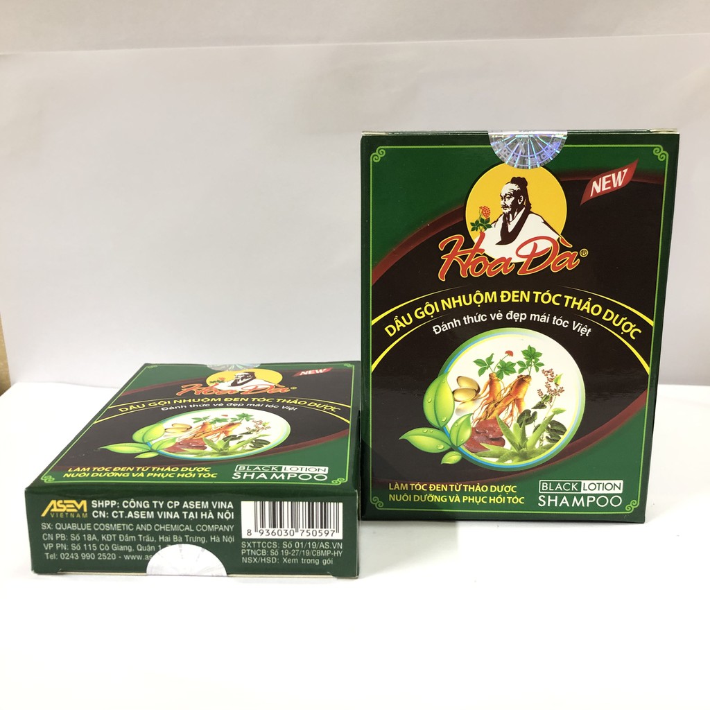 Dầu gội thảo dược đen tóc hoa đà (hộp 3 gói)