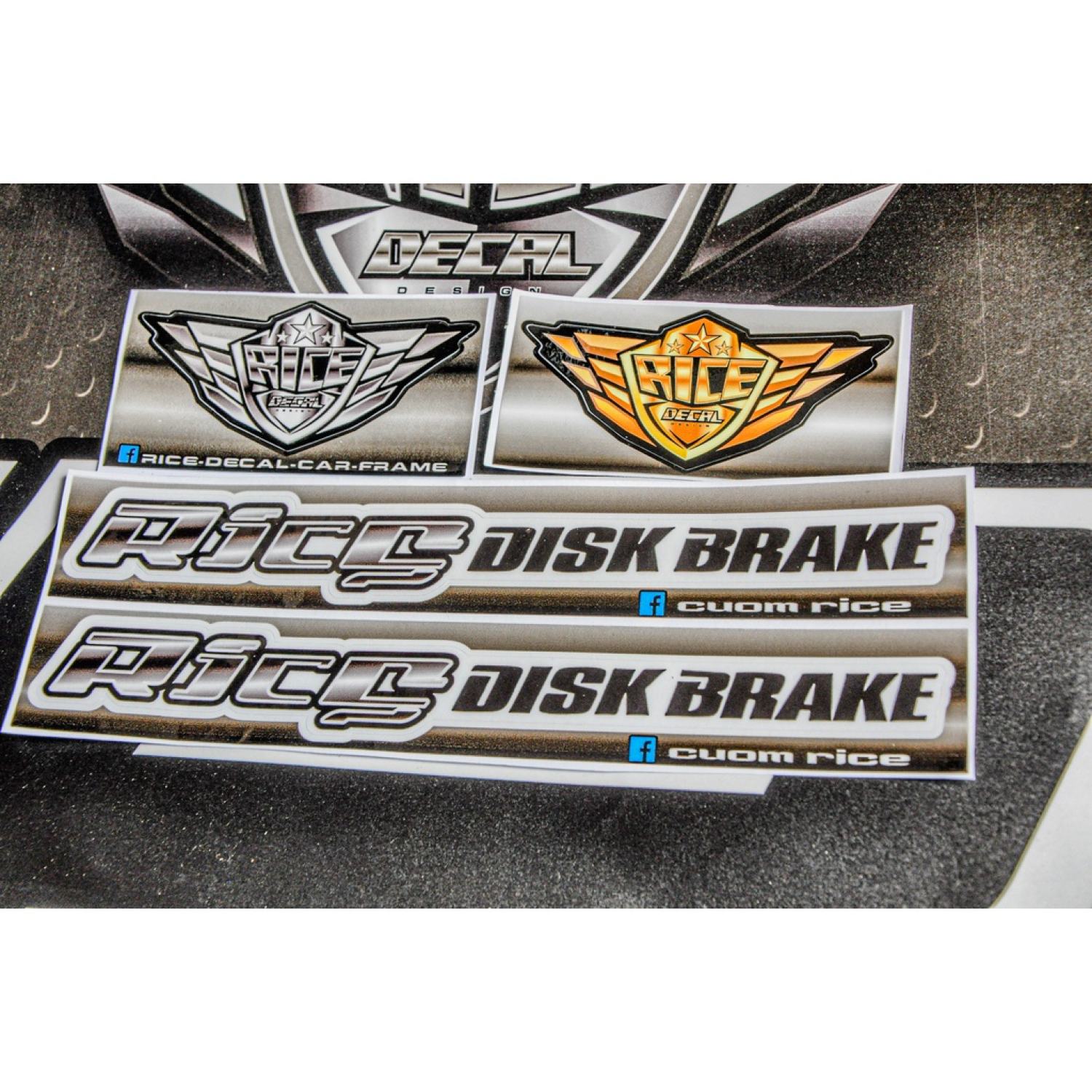 Tem Dán Phuôc Rice RC edition + Rice Disk Brake dàn cho phuộc màu sơn bạc ( 1 cặp )