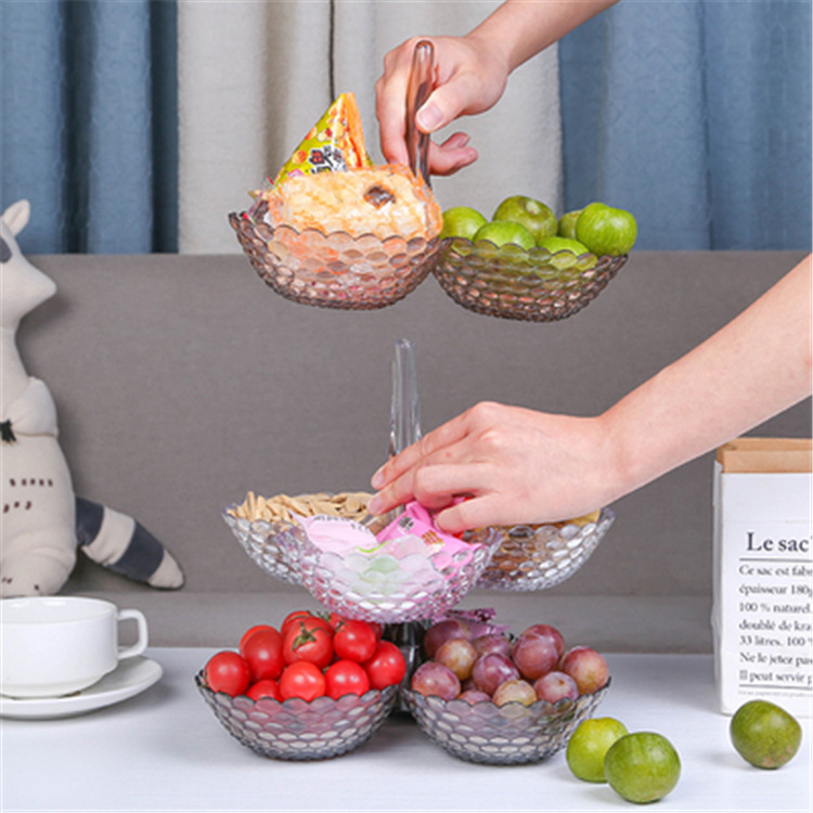 Khay nhựa 1 tầng 3 ngăn 24.5x15.5cm giúp đựng hoa quả, bánh kẹo tiết kiệm không gian, trang trí sinh động