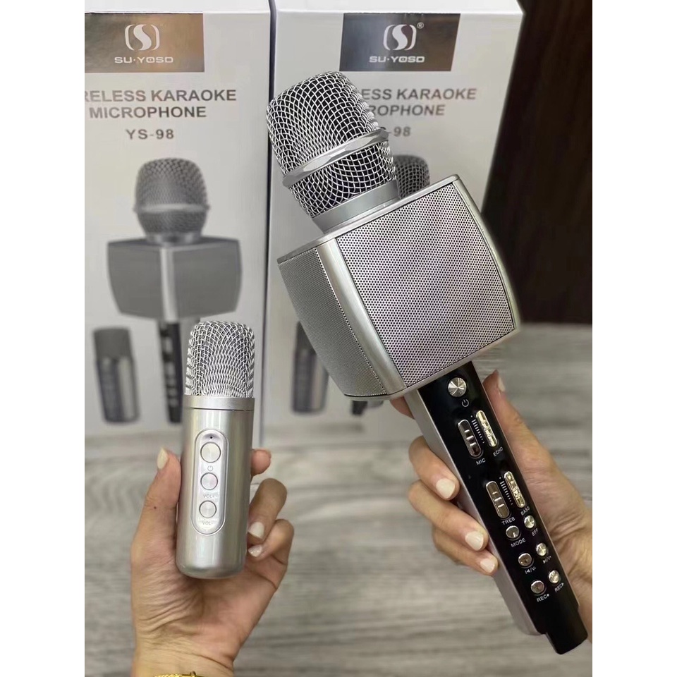 Micro Karaoke Bluetooth YS-98 Echo, Hiệu Ứng Đổi Giọng - Siêu Hút Tiếng, Hát Siêu Hay, Chống Hú Siêu Tốt . Bảo Hành 12 Tháng