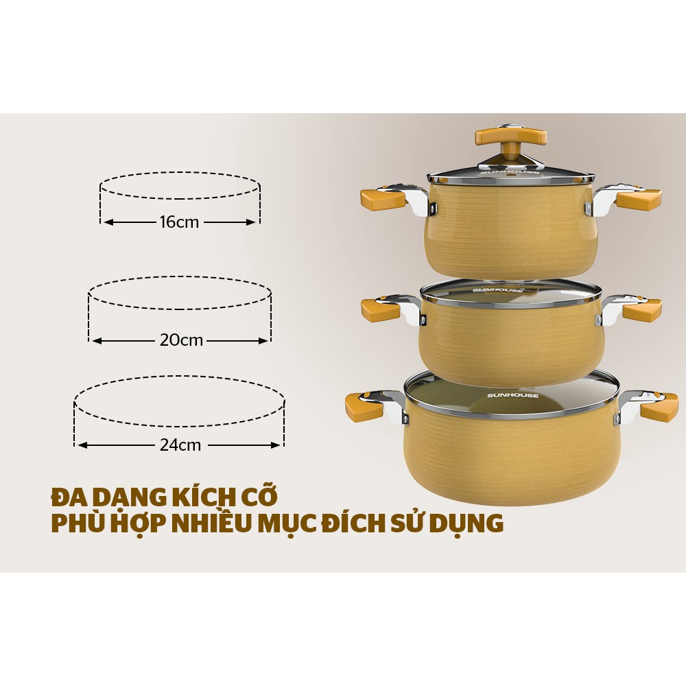 Bộ nồi Anod SUNHOUSE SHG2703GA