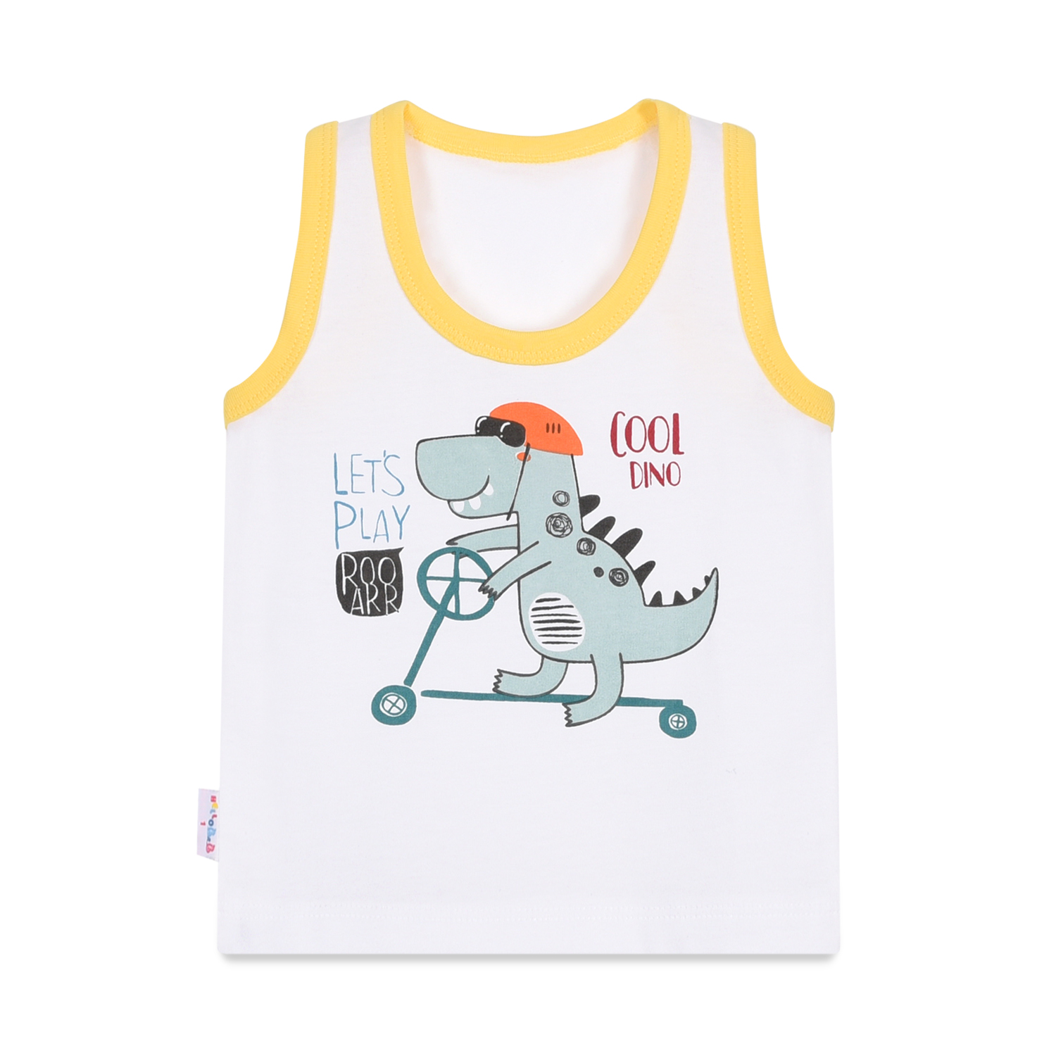 Áo 3 lỗ trắng HELLO BB AL0022 (Viền màu & Hình in ngẫu nhiên)