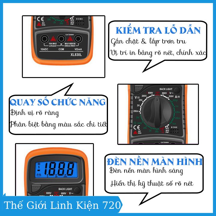 Đồng hồ đo điện tử vạn năng XL830L, đồng hồ đo điện đa năng, đo điện áp,.. hiển thị số, đồng hồ đo có kèm pin theo