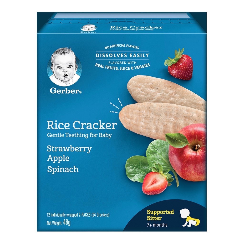 GERBER Rice Bánh gạo ăn dặm dành cho bé từ 7 tháng 48g