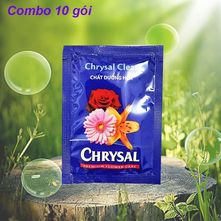 {10 gói} bột cắm hoa - bột hoà nước cắm hoa tươi lâu - Chrysal tinh chất dưỡng hoa tươi combo 10 gói