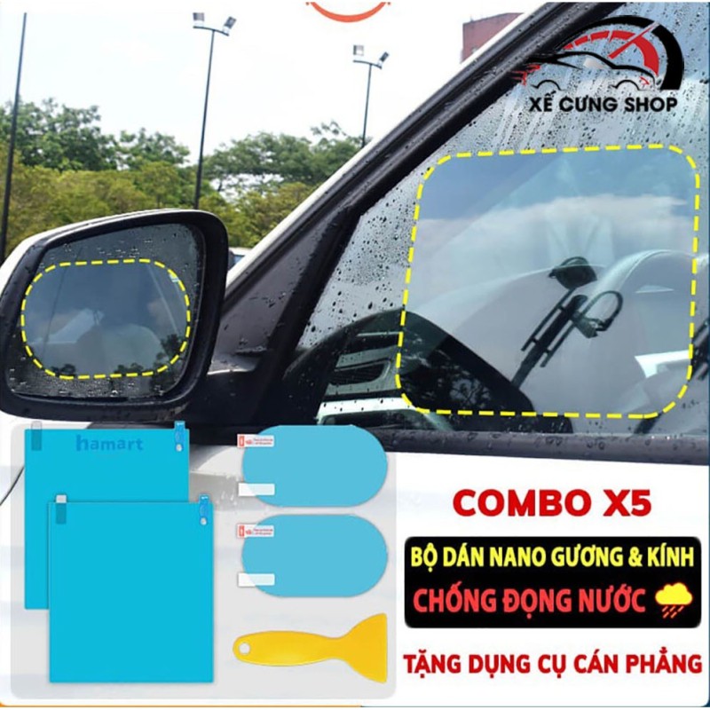 Bộ 2 Miếng dán chống bám nước mưa cho xe Ô TÔ dễ dàng sử dụng dành cho xe ô tô, phụ kiện xe ô tô không thể thiếu