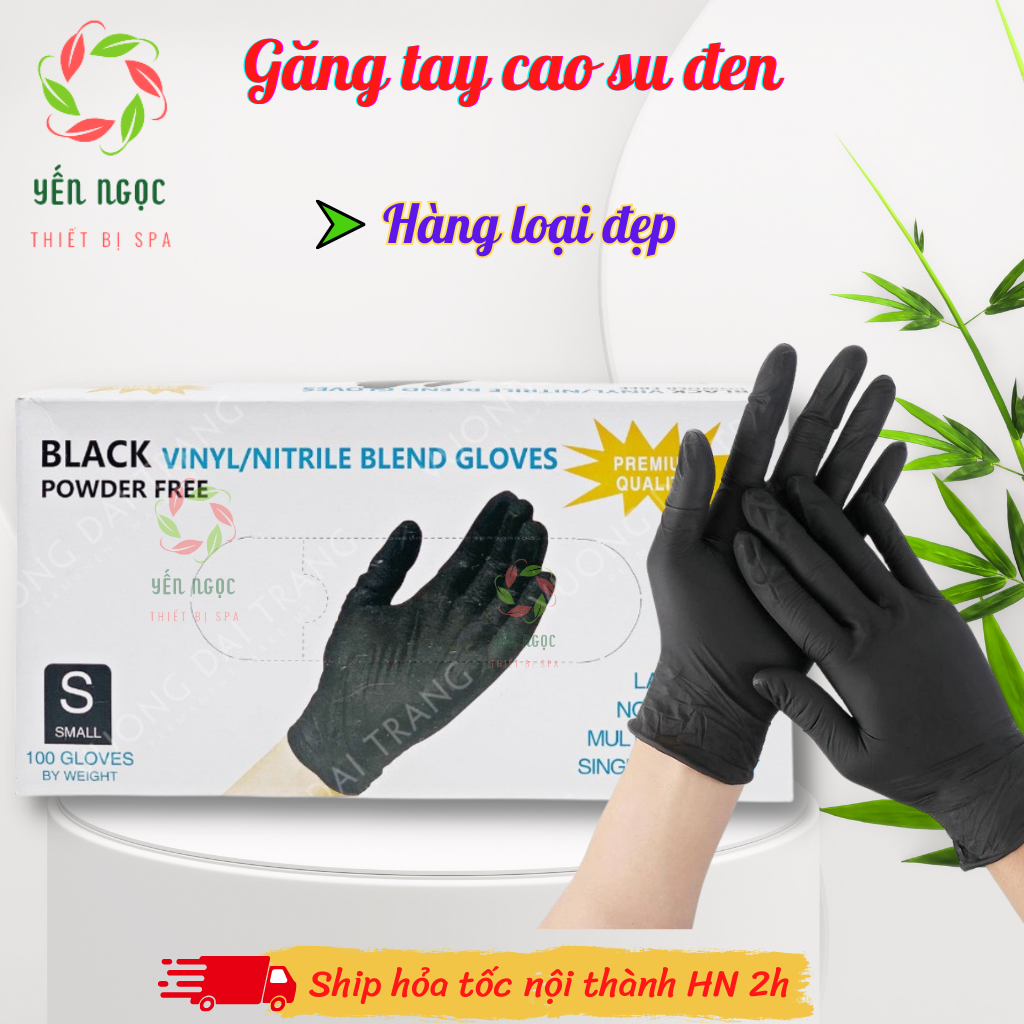 Găng tay đen không bột hộp 50 đôi | Găng tay không bột