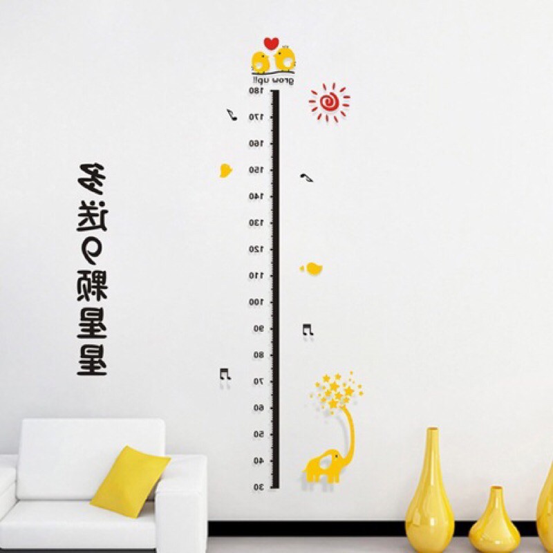 Tranh dán tường Mica 3D bóng nổi Đo chiều cao cho bé