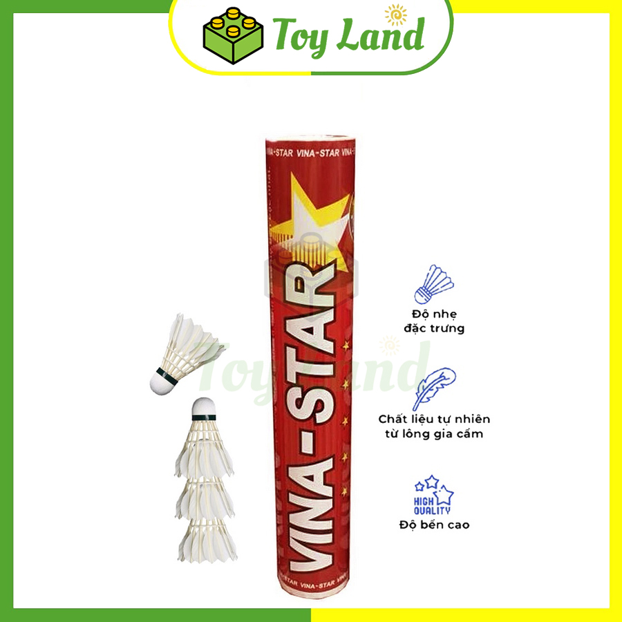 Ống cầu lông vinastar xanh đỏ bạc chất lượng cao 12 trái quả cầu lông dùng tập luyện thi đấu phụ kiện