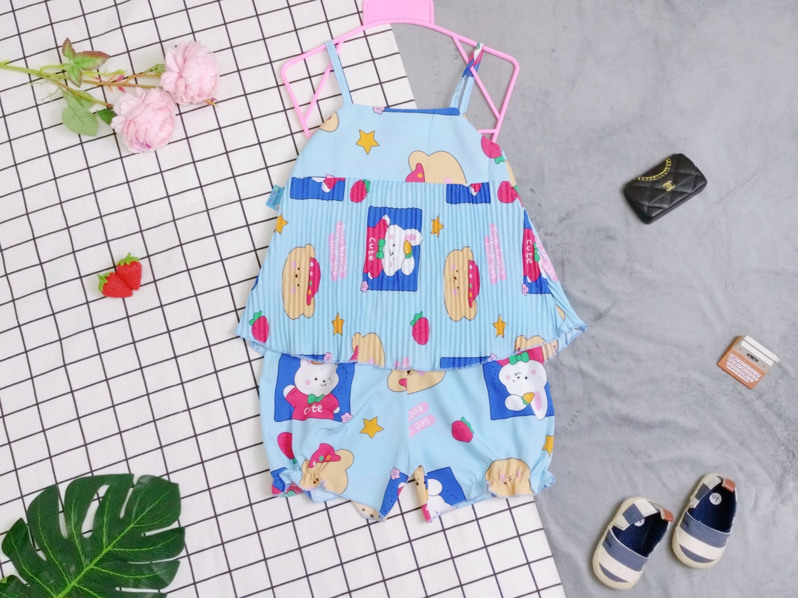 Bộ Lụa Dây Xếp Li Bé (12-18kg) (giao màu ngẫu nhiên)