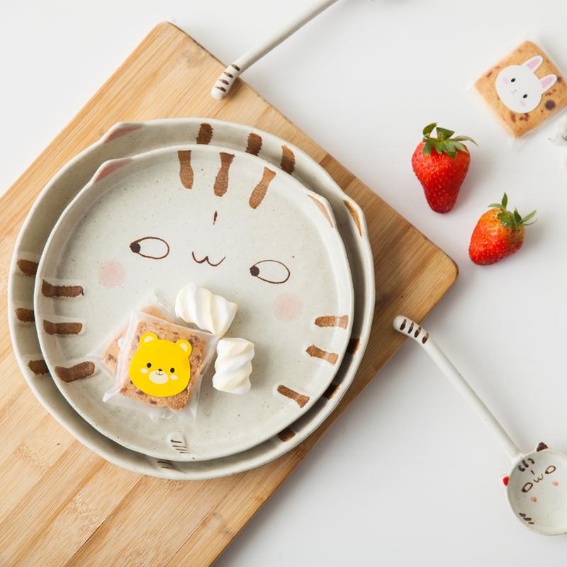 Giảm 2 %】 Phong Cách Nhật Bản Vẽ Tay Dễ Thương Dễ Thương Mèo Bát Ăn Cơm Mì  Gói Bát Gốm Bát Đĩa Thìa Khóa Ảnh Đĩa Cái Thìa Phù Hợp Với