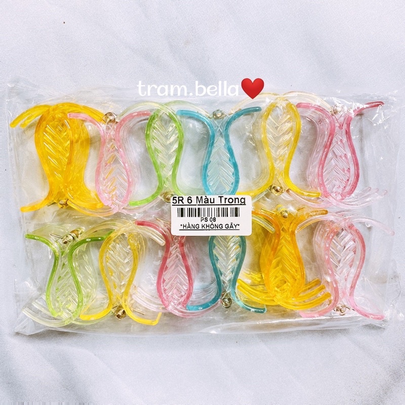 vỉ 12 kẹp tóc càng cua màu trong
