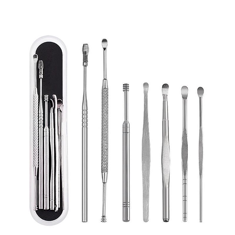 Bộ Dụng Cụ Lấy Ráy Tai 7 Món Inox, bộ dụng cụ lấy ráy tai dễ dàng tiện lợi, Bo dung cu lay ray tai 7 mon inox