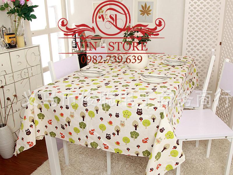 140x180cm KB016 Khăn trải bàn Cây Xanh Lá Cây Vinstore Homedecor khăn trải bàn đẹp khăn ăn khăn bàn tablecolths tableware flower canvas vintage tea dining table cafe fabric linen cotton