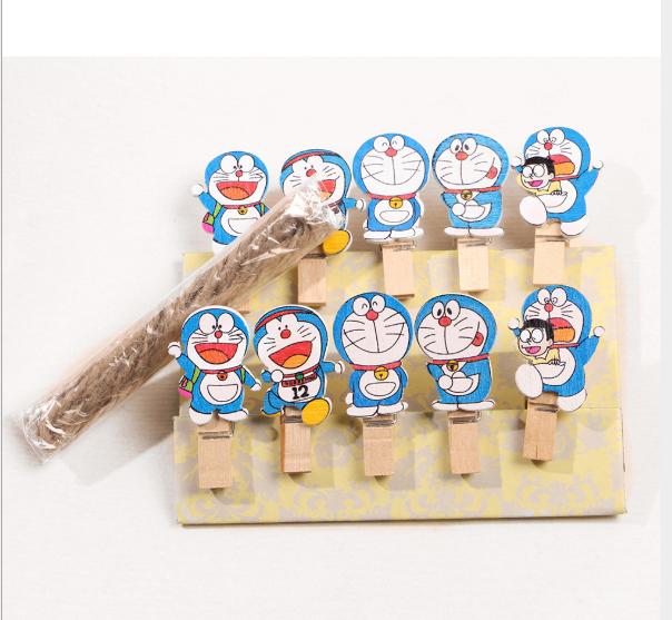 [HCM]Kẹp gỗ treo ảnh trang trí hình doremon