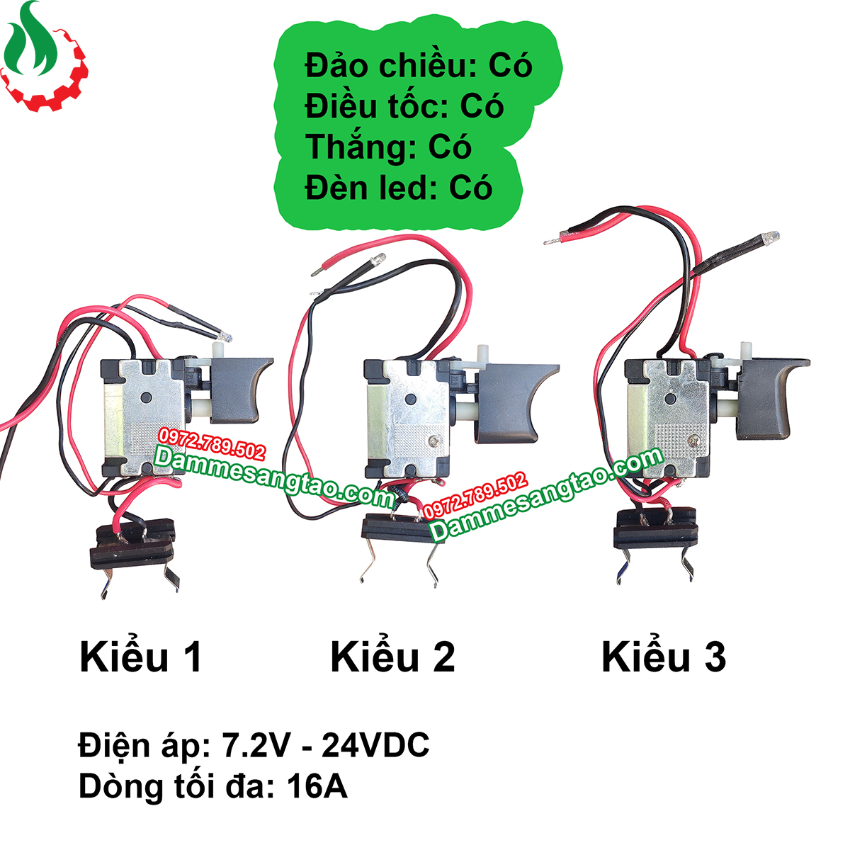 Công tắc cò máy khoan pin Kiểu 1 2 3