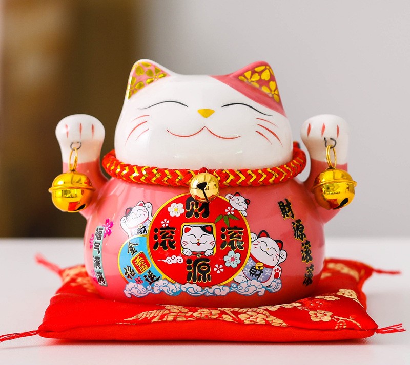 Mèo thần tài Ngũ Phúc Lâm Môn 10cm