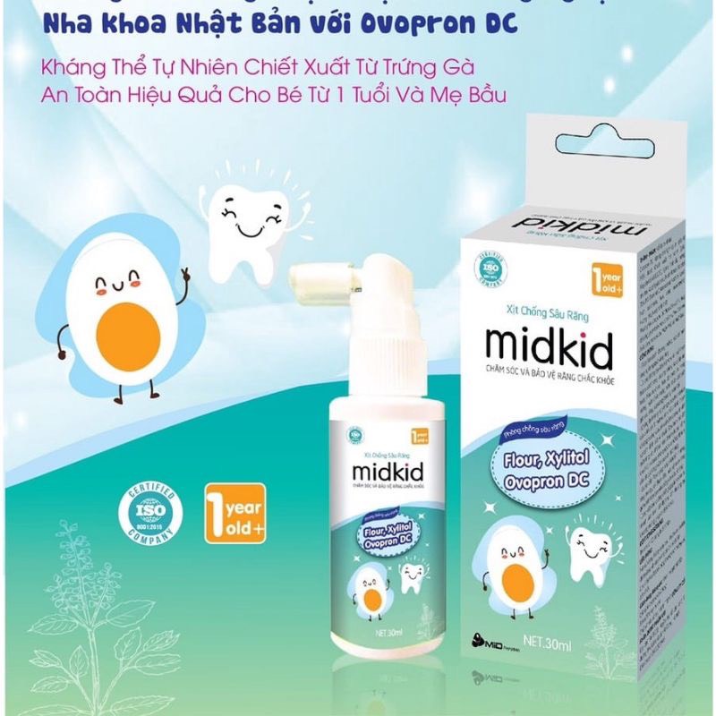 Xịt chống sâu răng,kem đánh răng dạng xịt midkid vệ sinh bảo vệ răng miệng nướu lưỡi cho bé