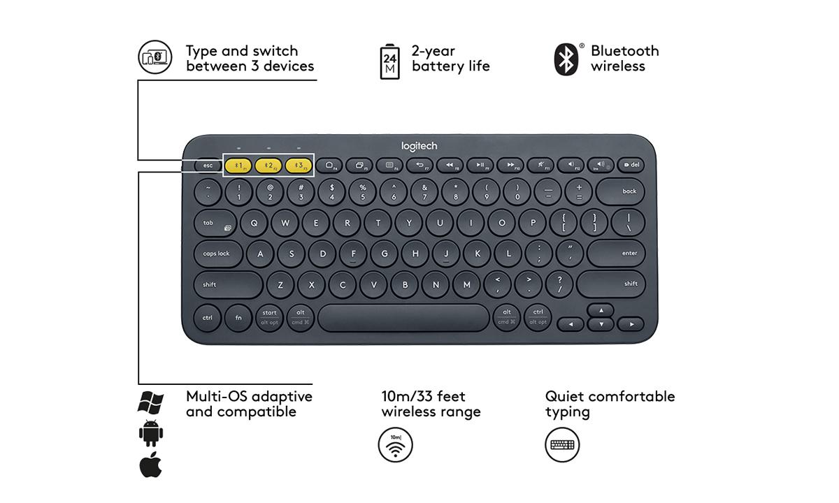 Bàn phím không dây Logitech Bluetooth Keyboard K380