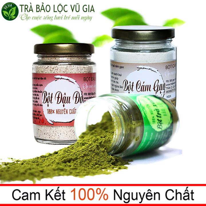 Combo Bột Trà Xanh + Bột Cám Gạo + Bột Đậu Đỏ - Nguyên Chất Vũ Gia (100g/hũ) - Bộ sản phẩm đắp mặt nạ dưỡng da, tẩy tế bào chết, làm sạch da, giữ ẩm - Đã được kiểm nghiệm y tế