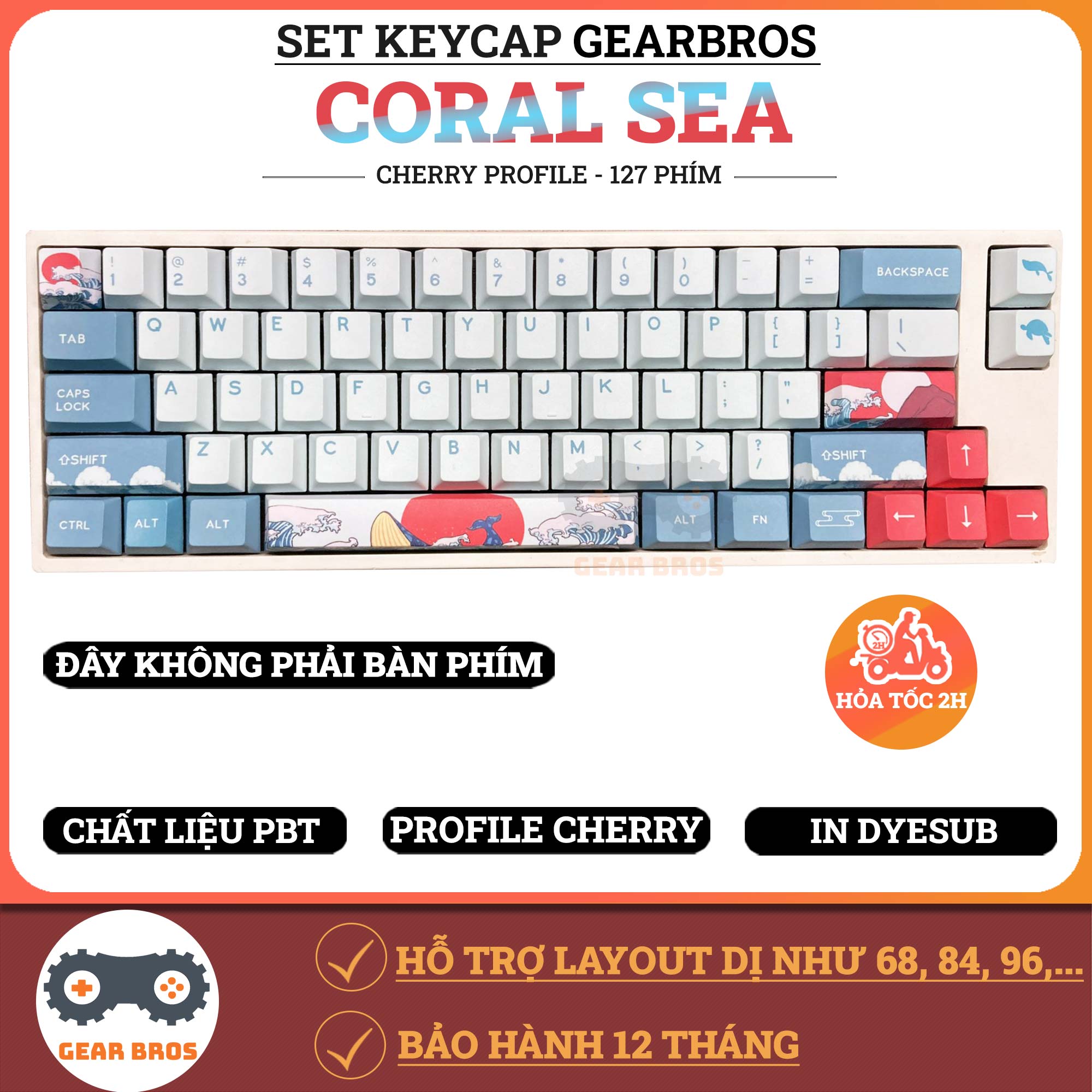 Keycap Coral Sea Cho Bàn Phím Cơ Chất Liệu PBT 127 Phím Cherry Profile | EZPC